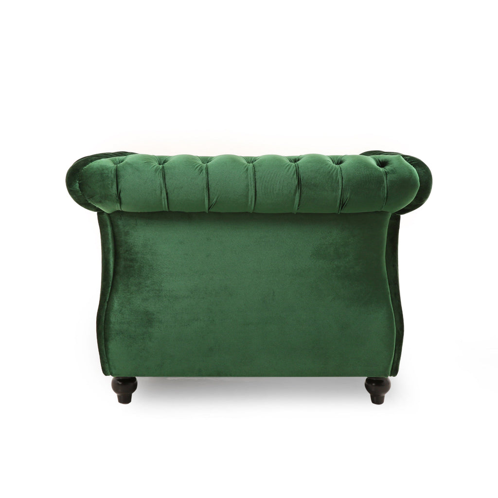 Nexuson Upholstered Velvet Chesterfield Chair with Deep Tufted and Nailhead Trim, Emerald