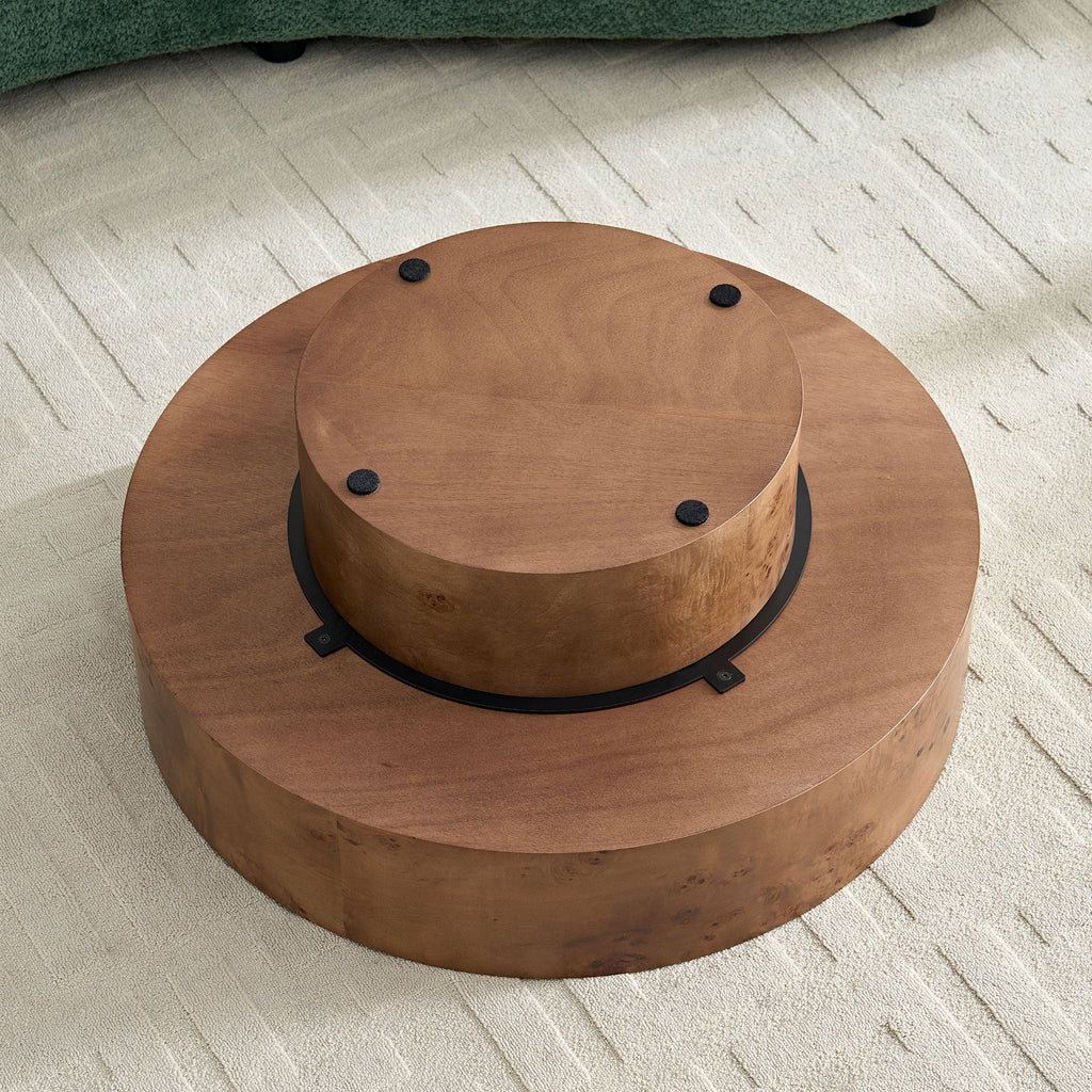 31.49'' Burl Wood Veneer Round Coffee Table