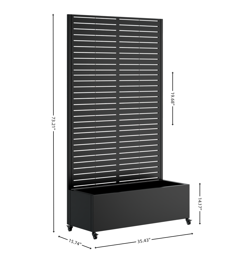 Metal Planter Box with Trellis, 73' x 35' x 16" Raised Garden Bed