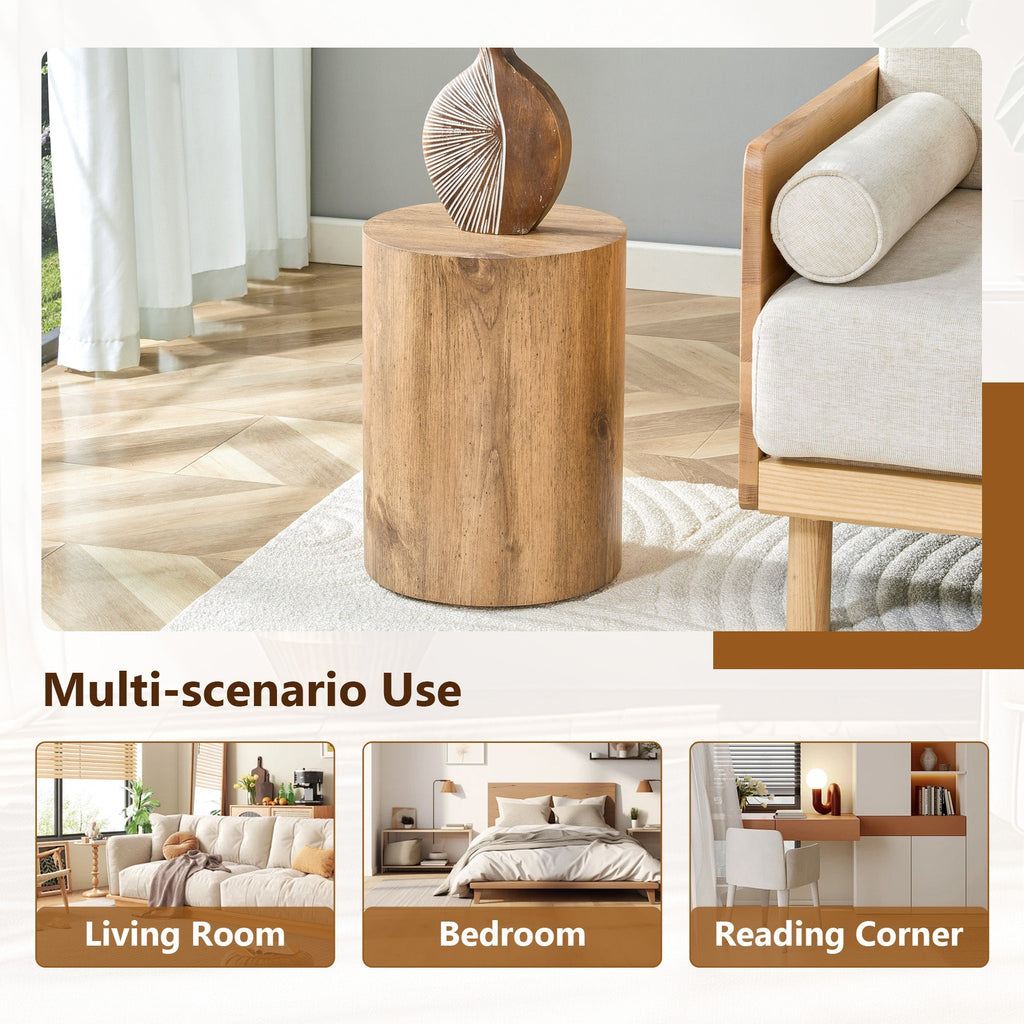 Simple Wood Grain Cylindrical Coffee Table