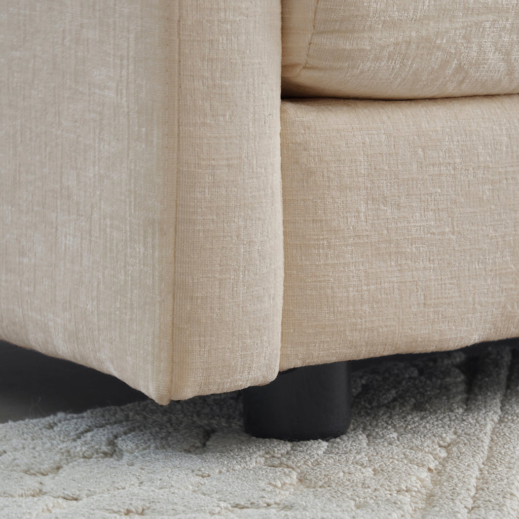 Modern Accent Chair with Ottoman in Beige Chenille