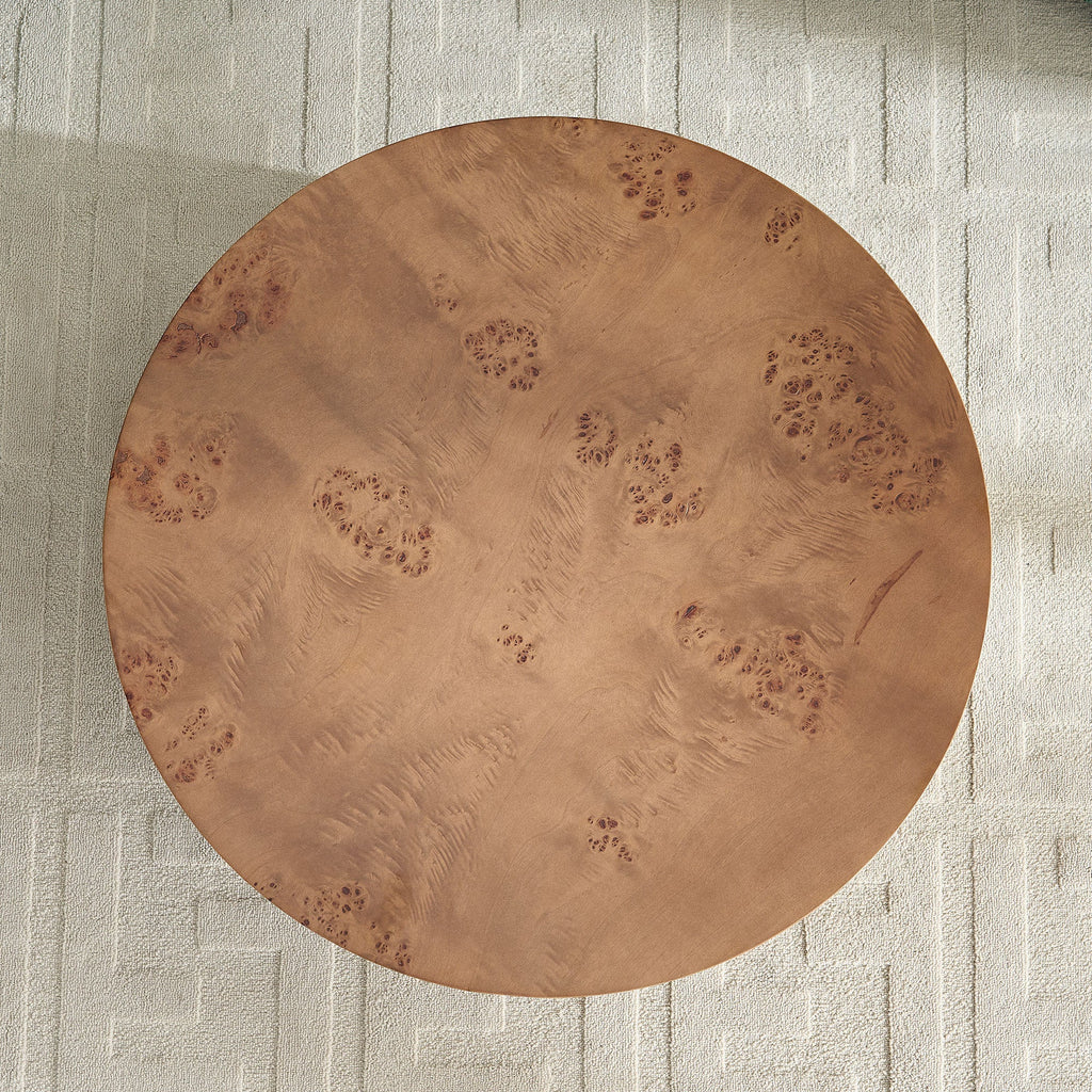 31.49'' Burl Wood Veneer Round Coffee Table