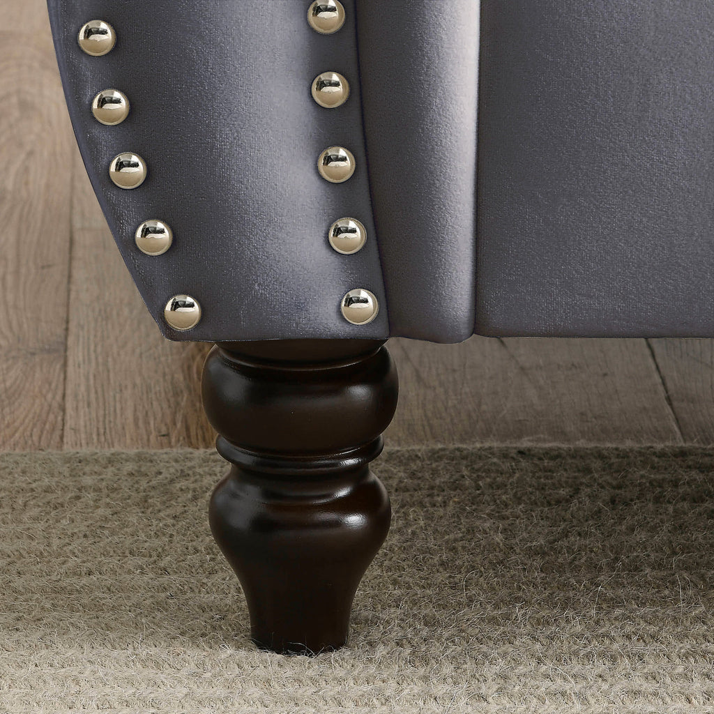 80" Grey Velvet Chesterfield Sofa
